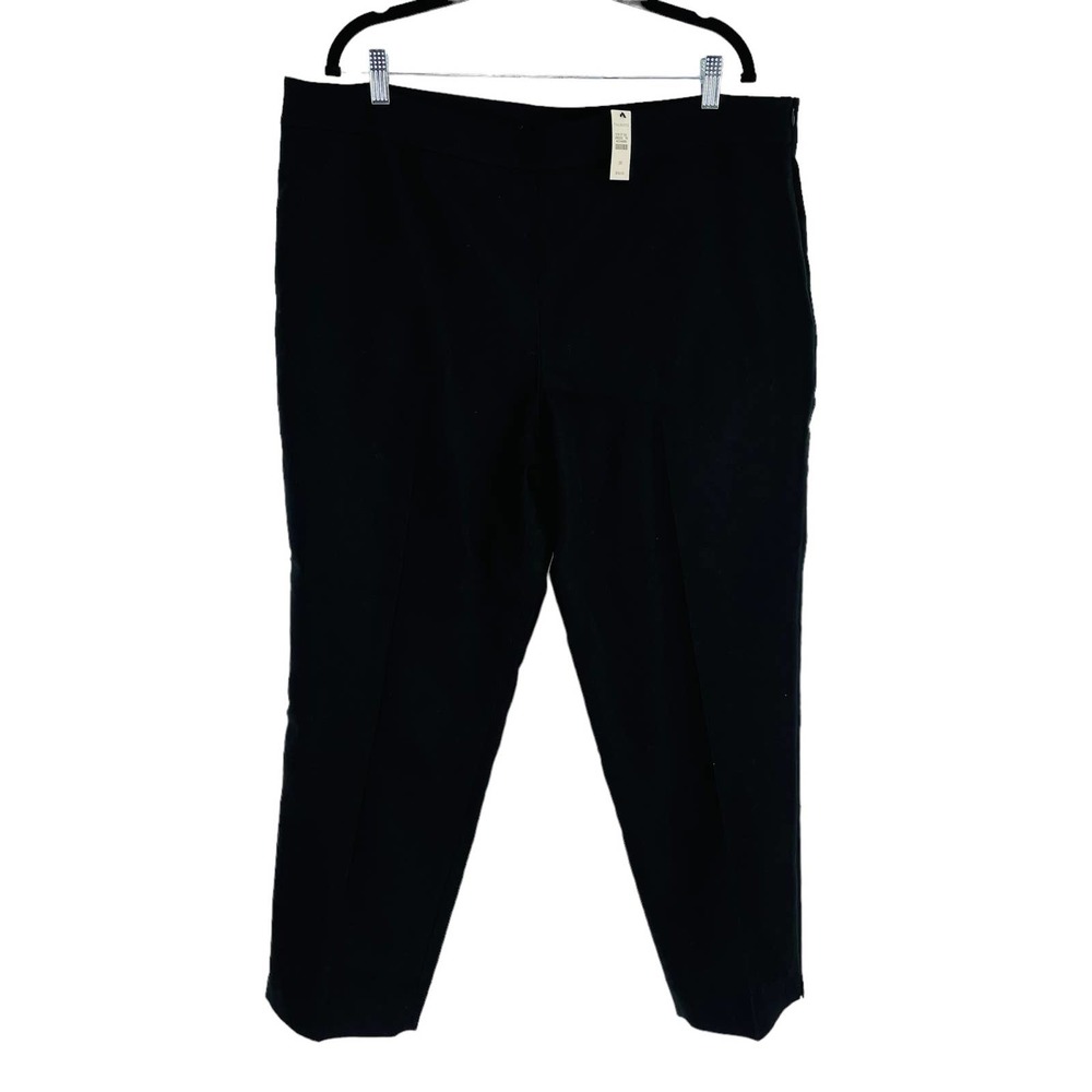 NWT Talbots 20 Black Silk Cotton High Rise Trousers Strait Leg Side Zip Lined